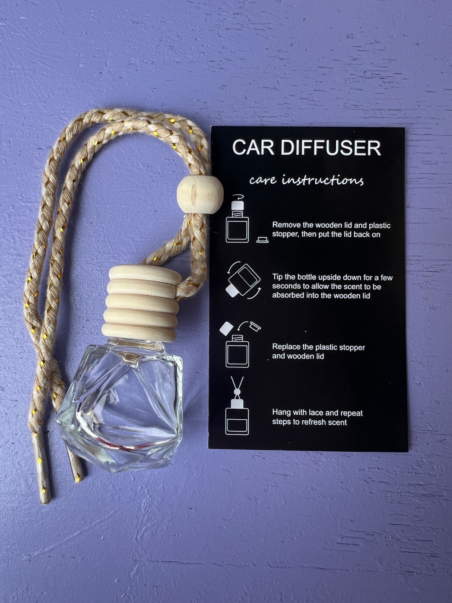 Pure Lavender Essential Oil 5ml + Car Diffuser