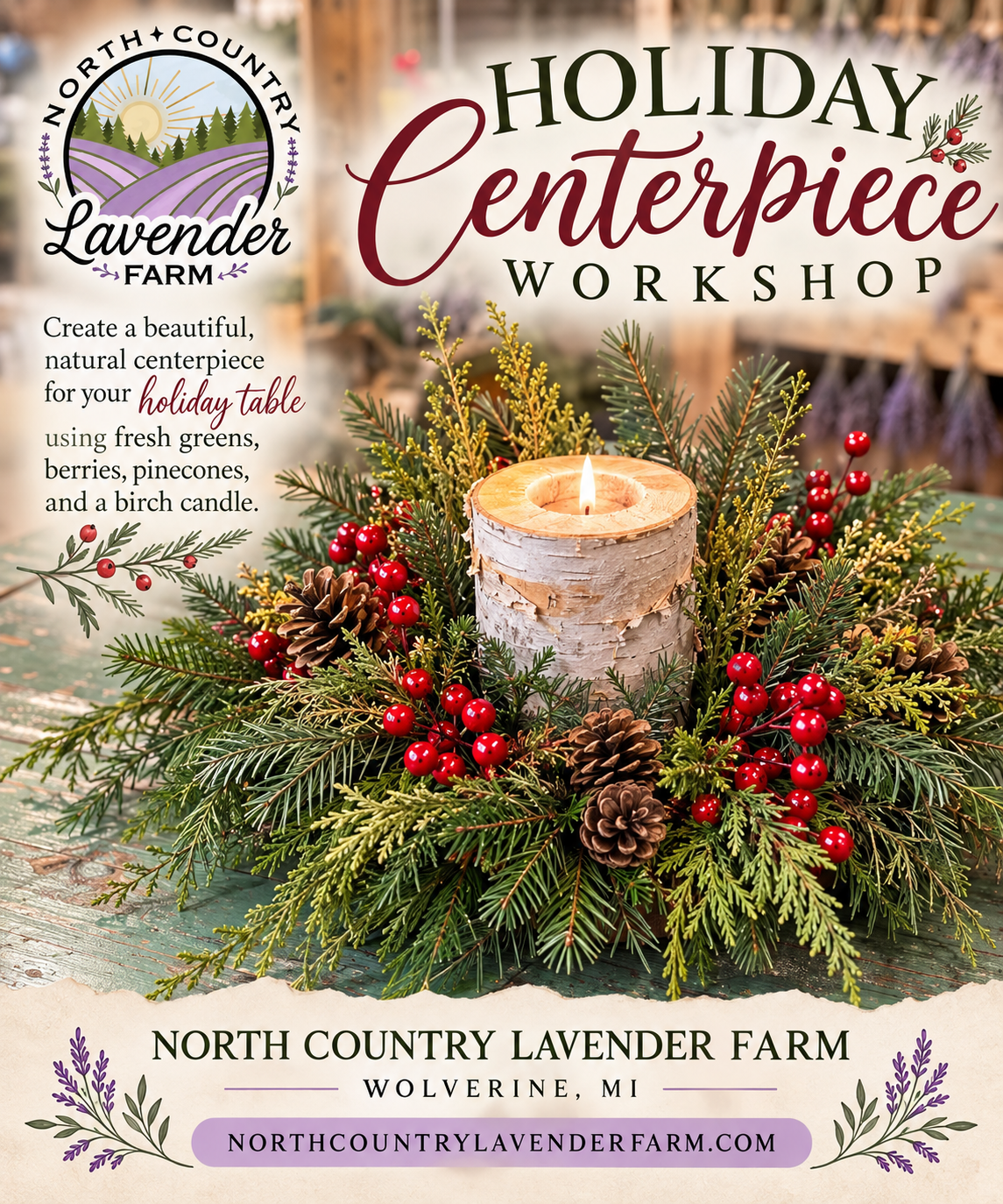 Holiday Birch Centerpiece Workshop Sunday Oct 11th 12-2pm