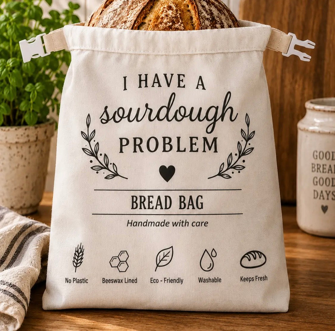 Beeswax-Lined Bread Reusable Bag - I Have a Sourdough Problem