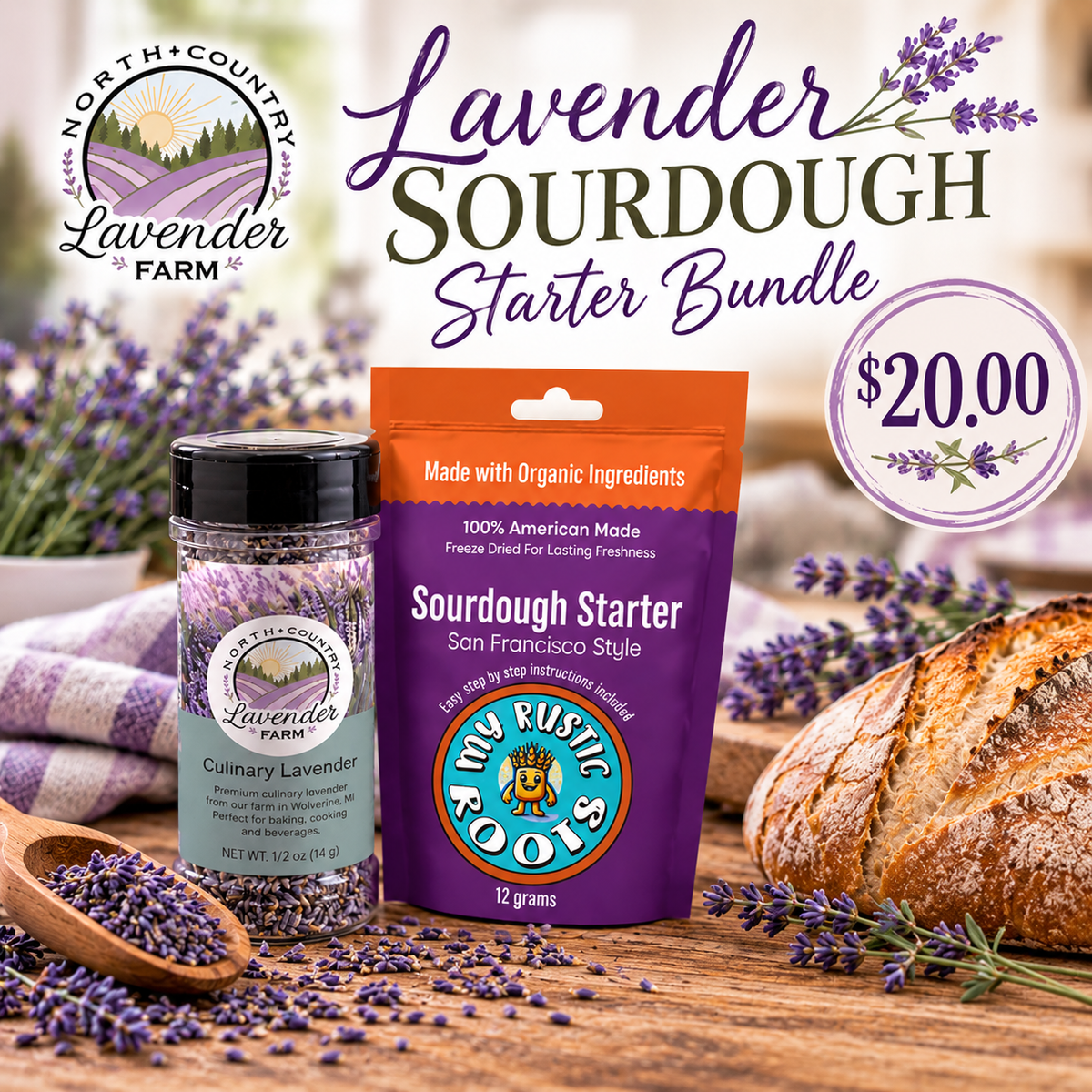 Lavender Sourdough Starter Bundle