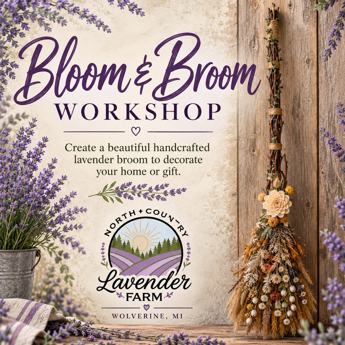 Bloom & Broom Making Workshop Saturday, October 3rd, 12-2pm