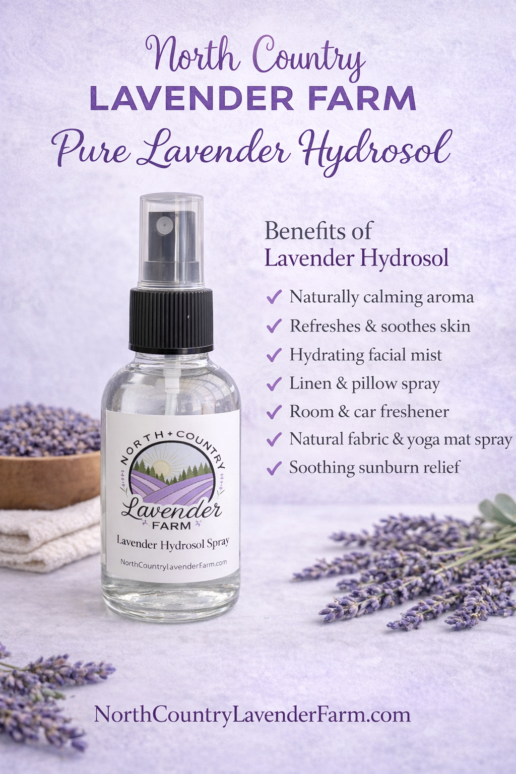 Lavender Scent Hydrosol Spray (2oz)