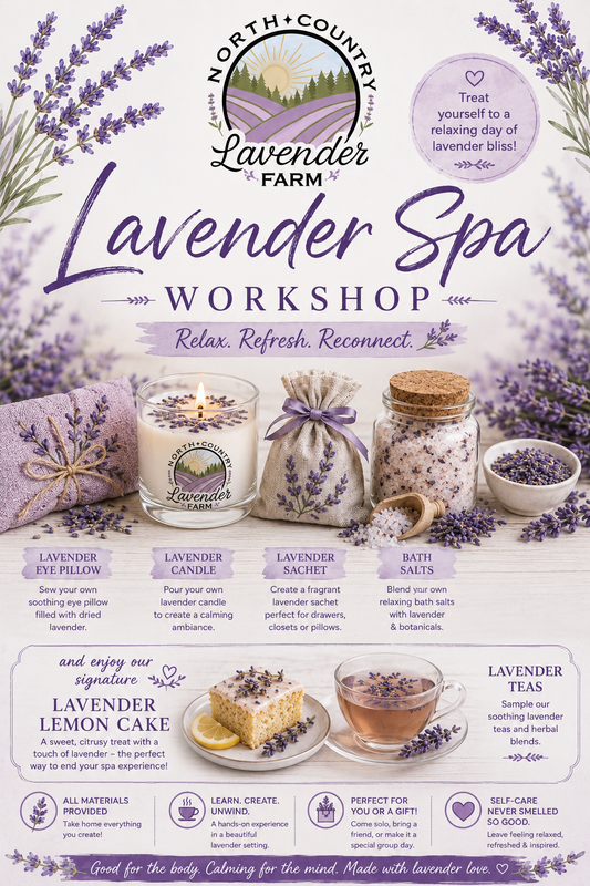 Lavender Spa Workshop Sept 3rd, 5-7pm