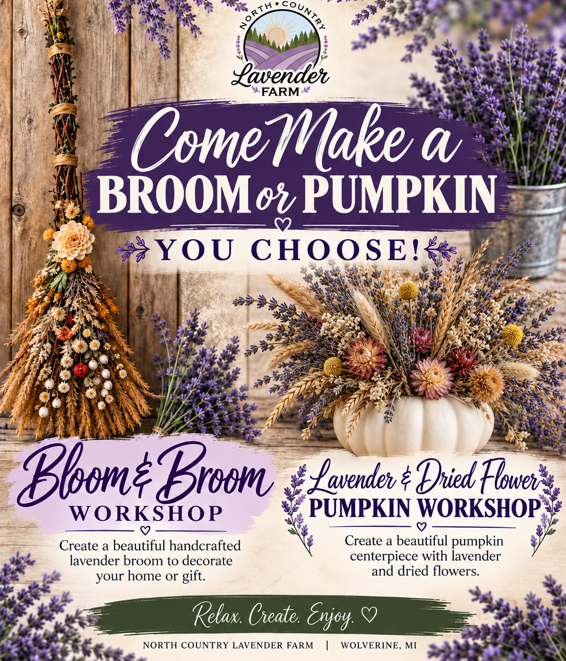 Workshop - Broom or Pumpkin (YOU CHOOSE) Saturday Oct 24th 2-4pm