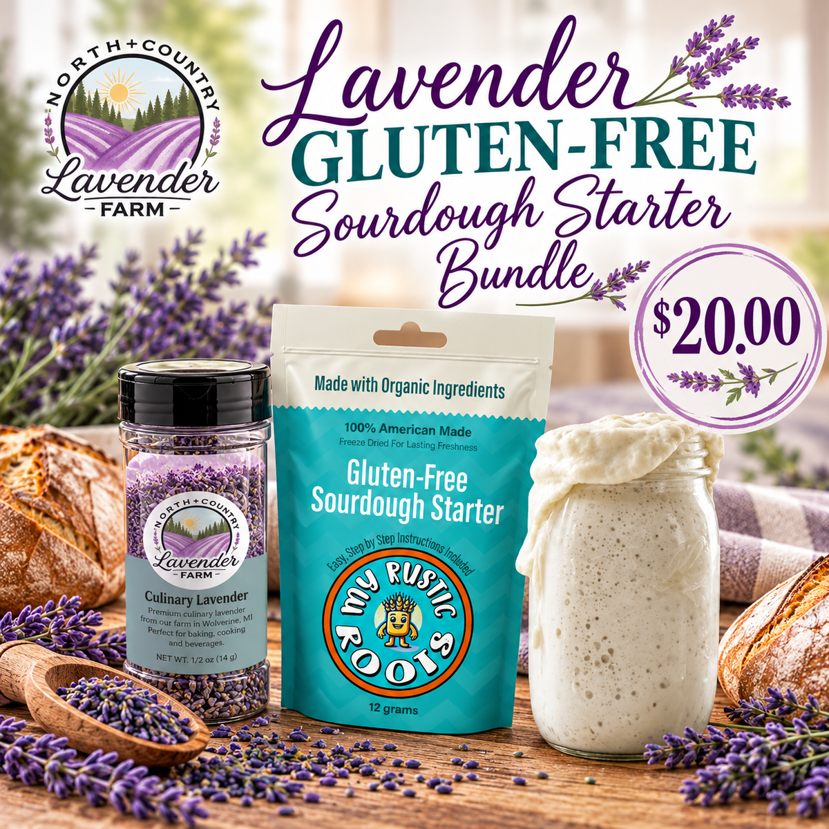 Lavender Sourdiugh Starter - Gluten Free Bundle