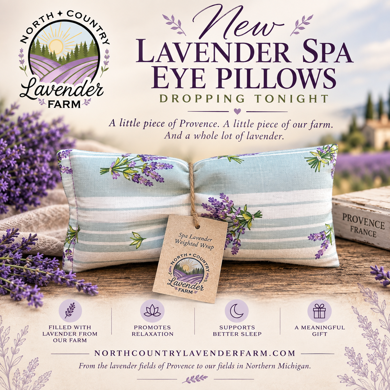 Dried Lavender Spa Eye Pillow Hot/Cold - French Blue
