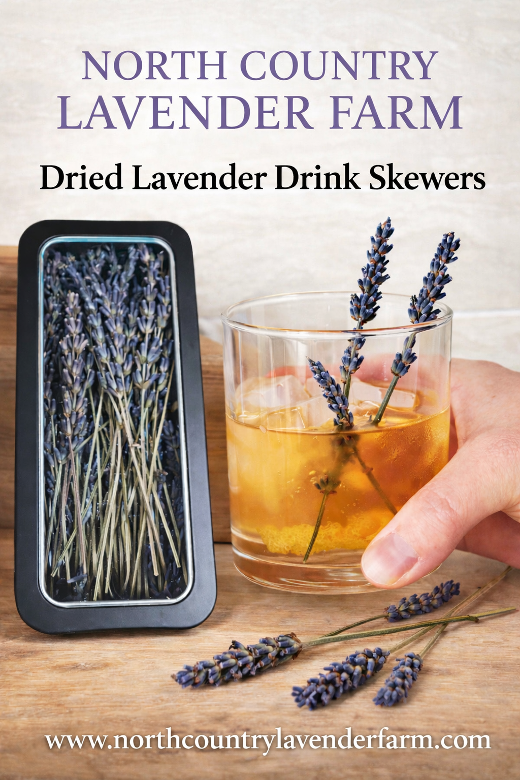 Lavender Cocktail Skewers Picks - Dried Stems Garnish