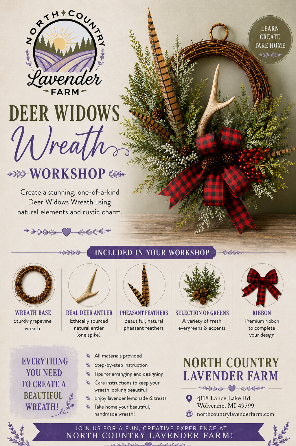 Deer Widows Wreath Workshop Saturday, October 3rd, 1-3pm